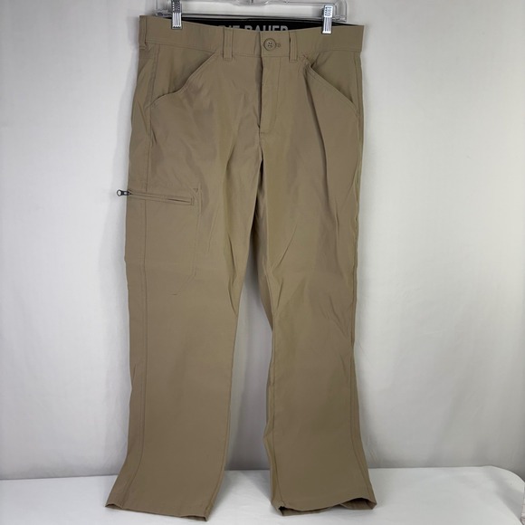 Eddie Bauer Rainier Tech Pant Mens 32x29‎ (34x28) Khaki Outdoor Cargo Zip PockeT - Picture 6 of 12